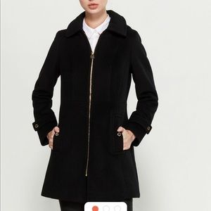 Michael Kors Hooded Black Wool-Blend Coat